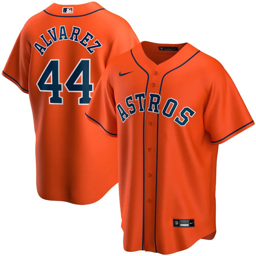 Cheap Mens Houston Astros 44 Yordan alvarez Nike Orange Alternate Replica Player MLB Jerseys